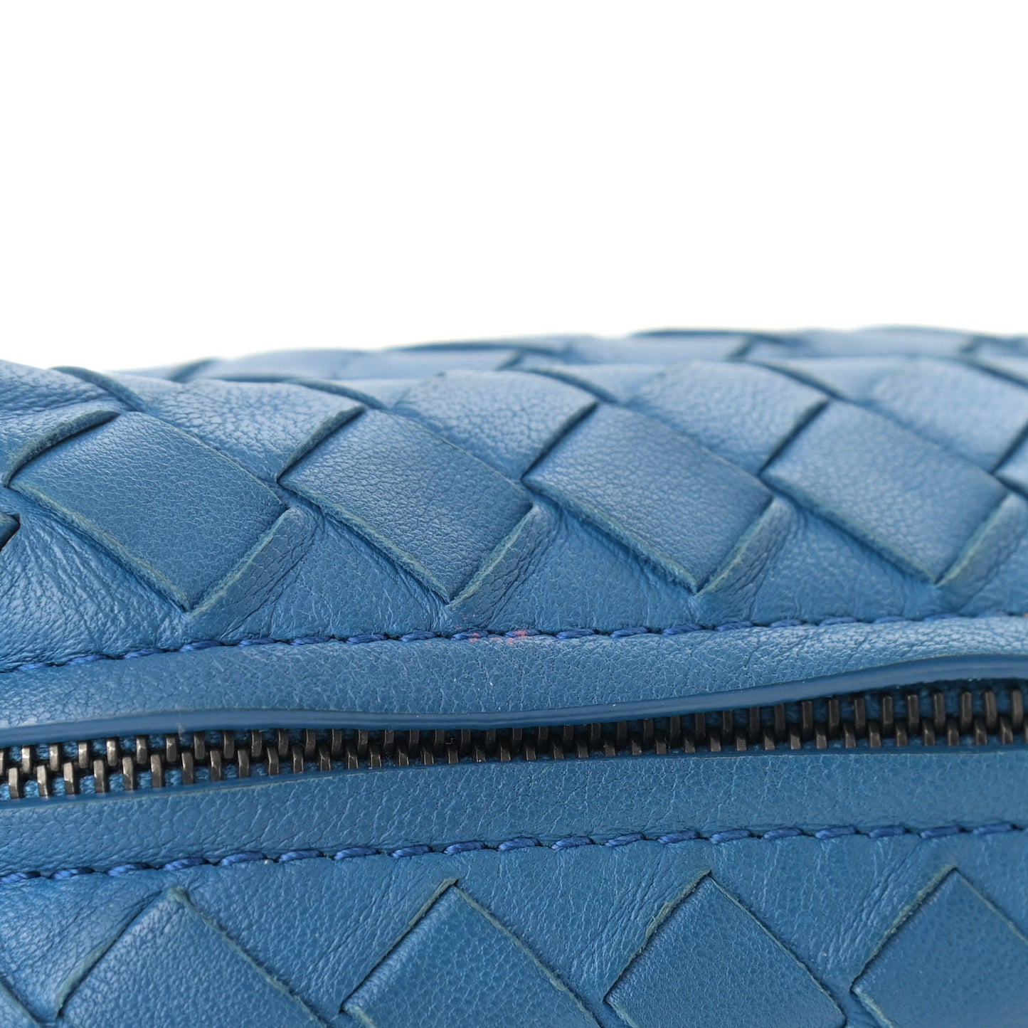 Nappa Intrecciato Small Chain Crossbody Blue