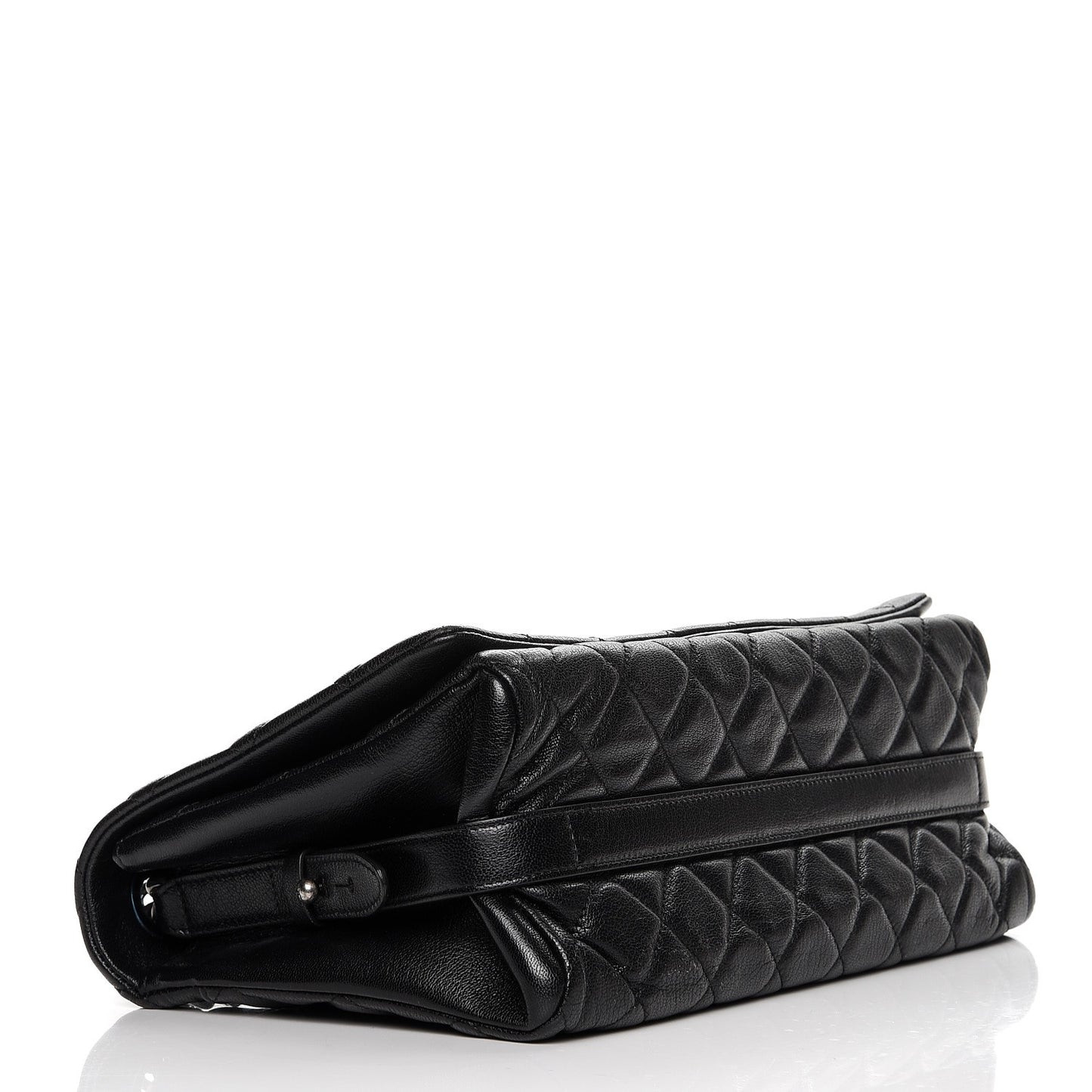 Metallic Goatskin Quilted Large City Rock Flap Black