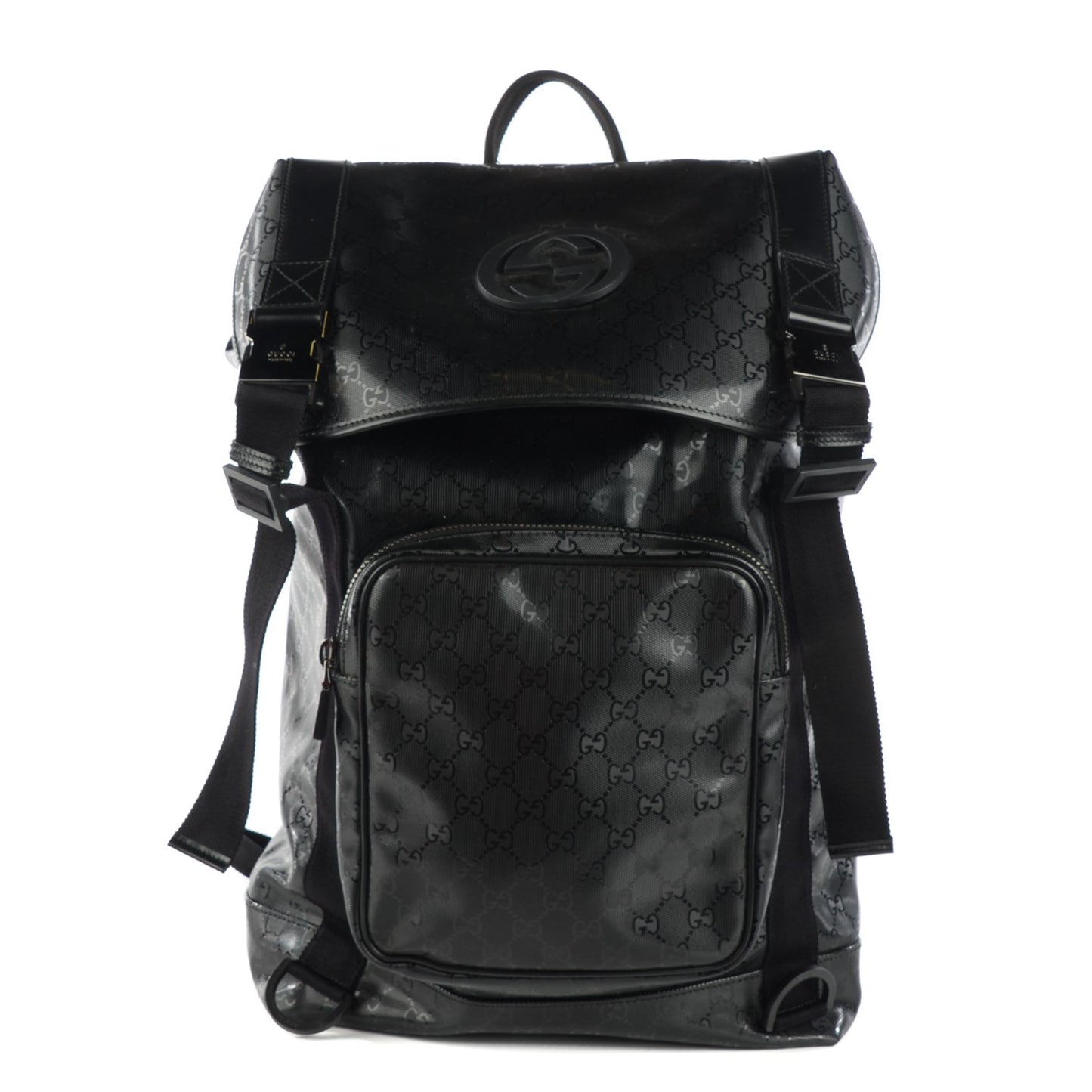 Imprime Monogram Interlocking G Double Buckle Backpack Black