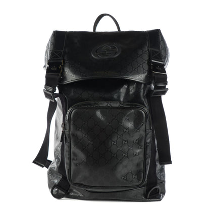 Gucci Imprime Monogram Interlocking G Double Buckle Backpack Black 1 of 7