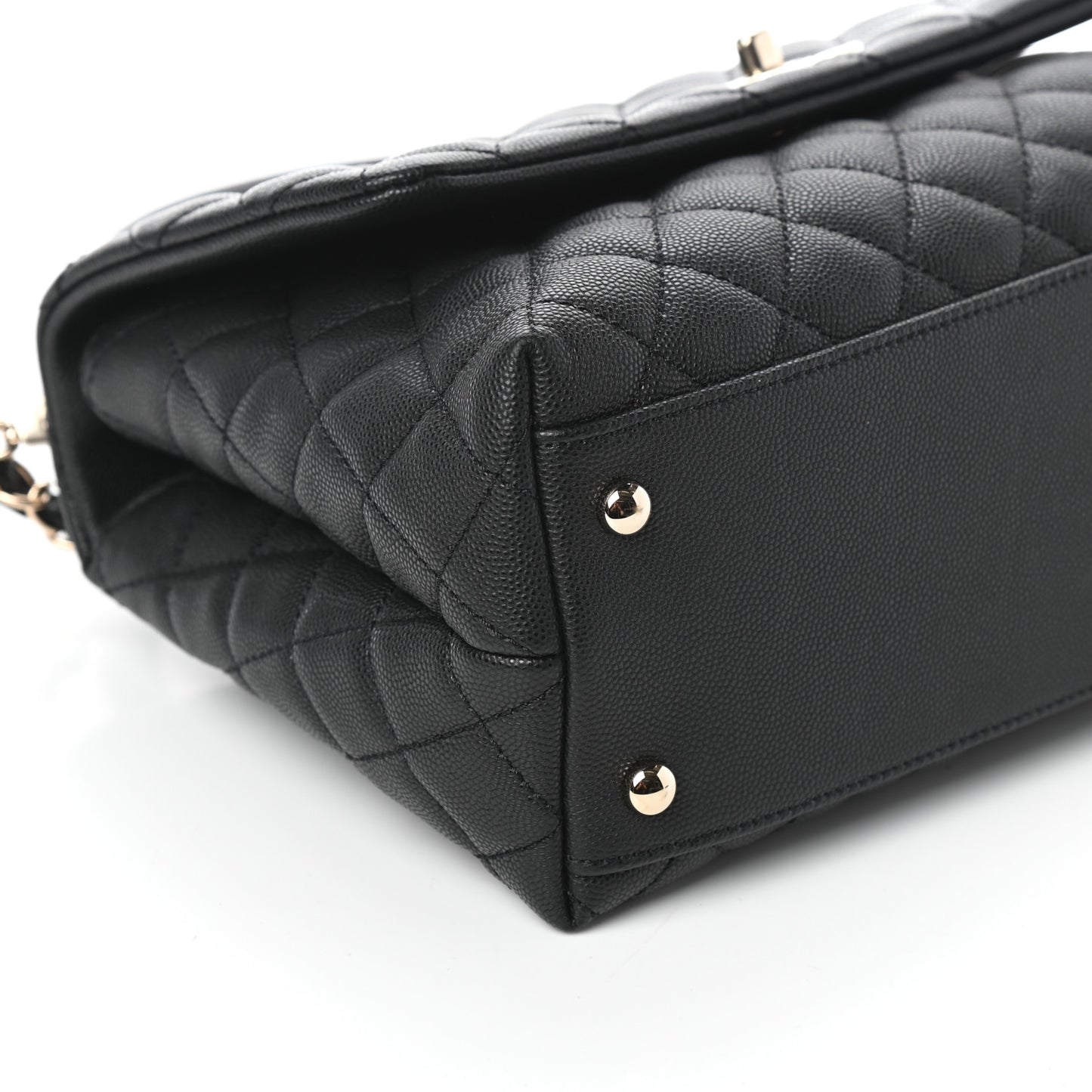Caviar Quilted Small Coco Handle Flap Black