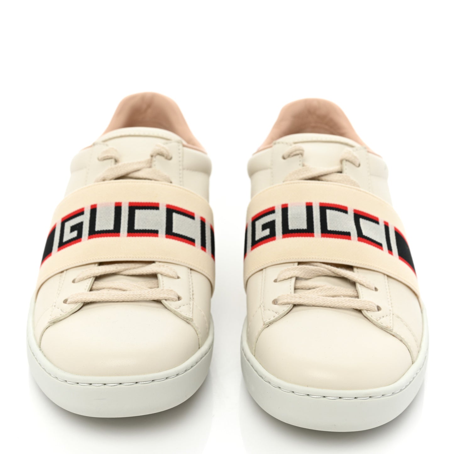 Calfskin Stripe Womens New Ace Sneakers 36 New Mystic White Ecru Red Flame