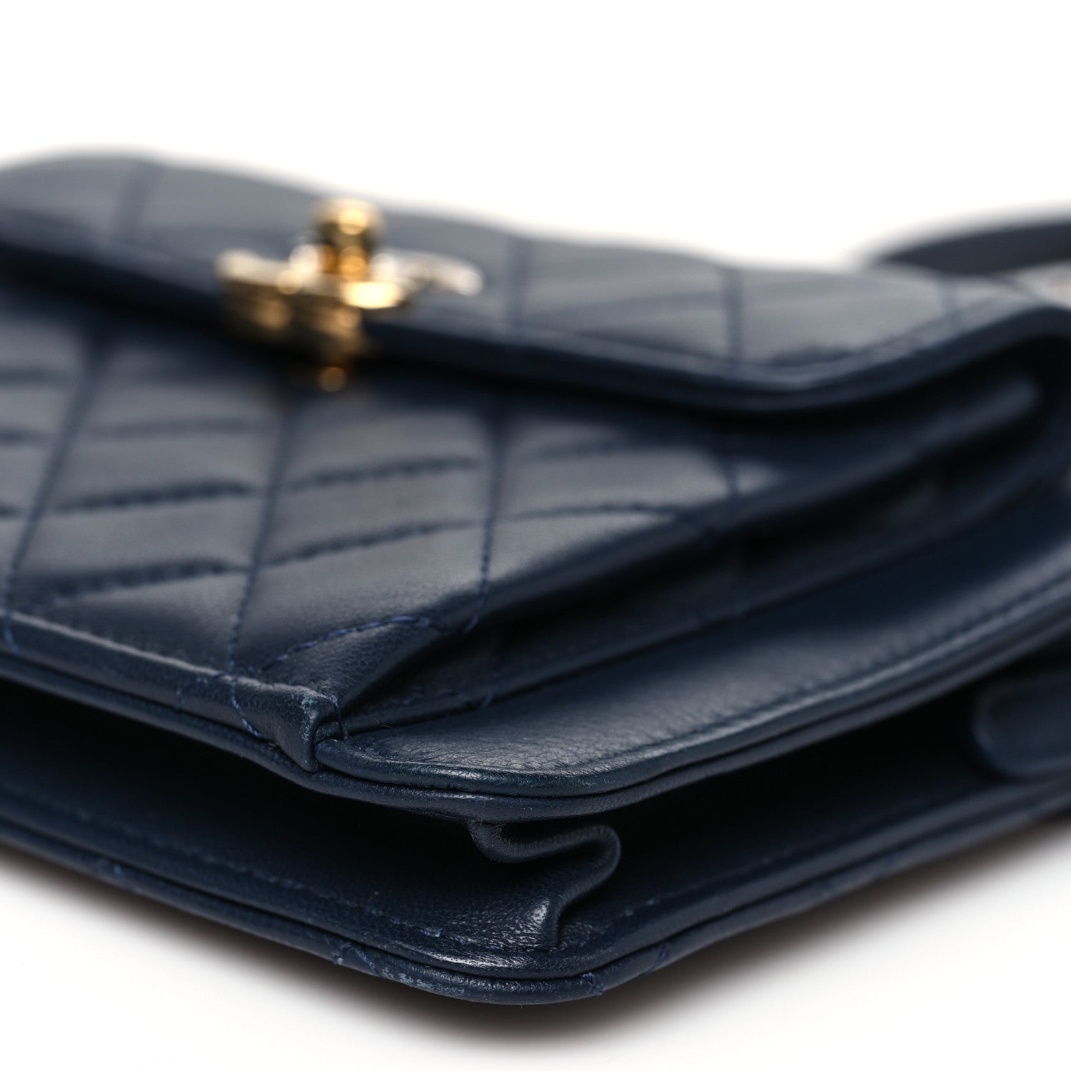 Chanel Lambskin Quilted Square Front Pocket Clutch With Chain Navy Blue 10 of 14