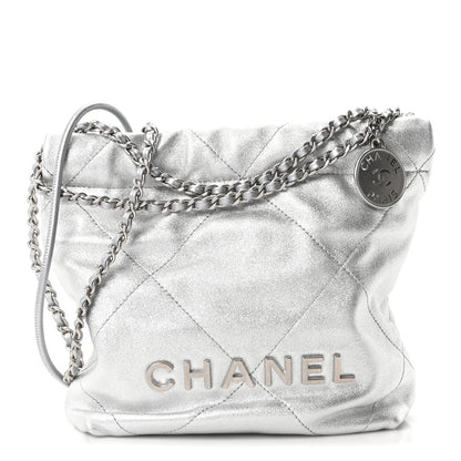 Chanel Metallic Lambskin Quilted Mini Chanel 22 Silvery 1 of 10