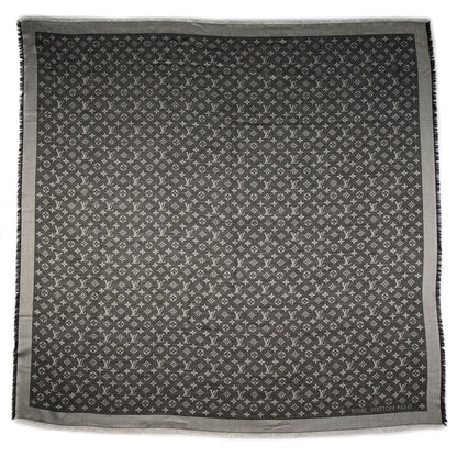 Louis Vuitton Wool Silk Monogram Denim Shawl Black 2 of 5