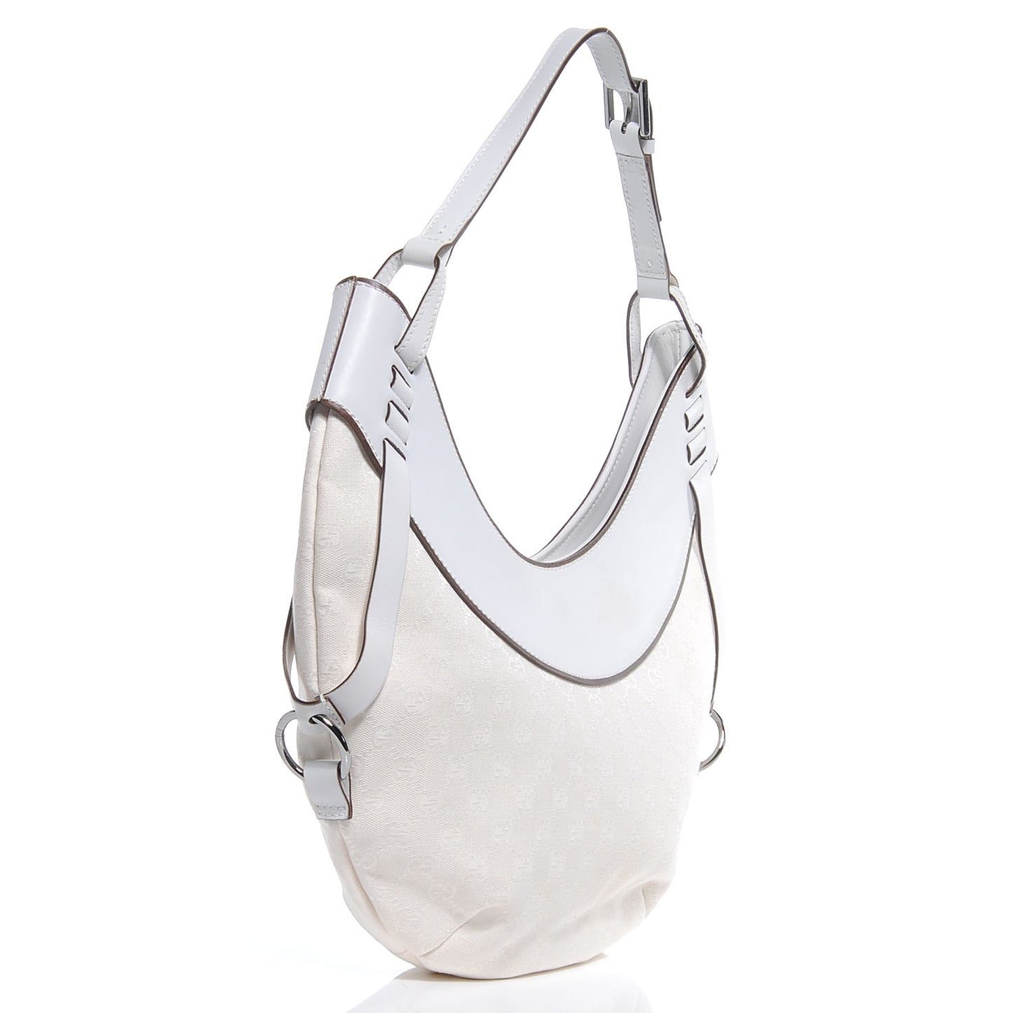 Monogram Half Moon Hobo White