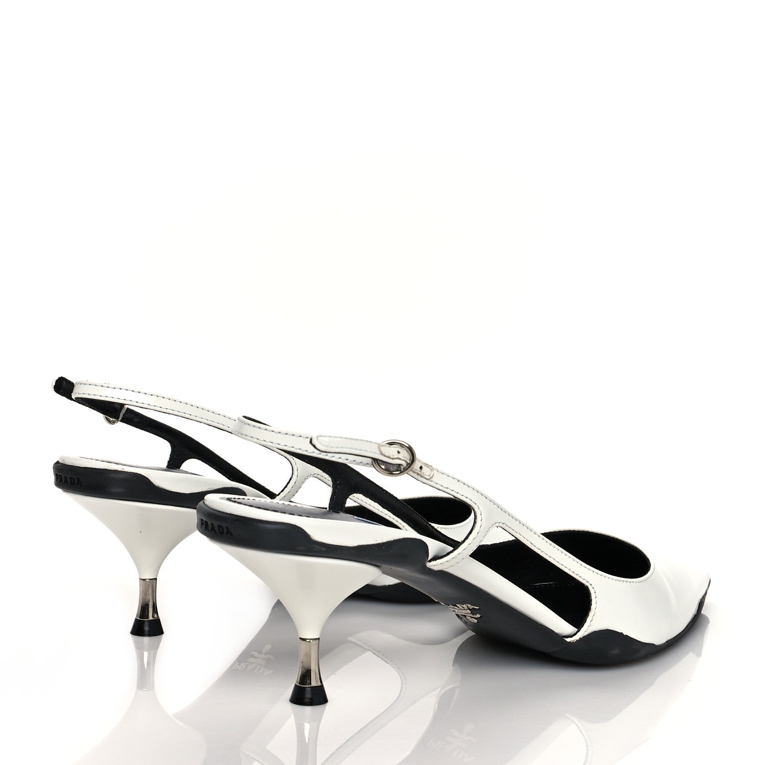 Prada Spazzolato Pointed Toe 55mm Slingback Pumps 38.5 White 4 of 8