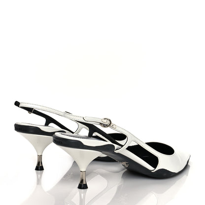Prada Spazzolato Pointed Toe 55mm Slingback Pumps 38.5 White 4 of 8