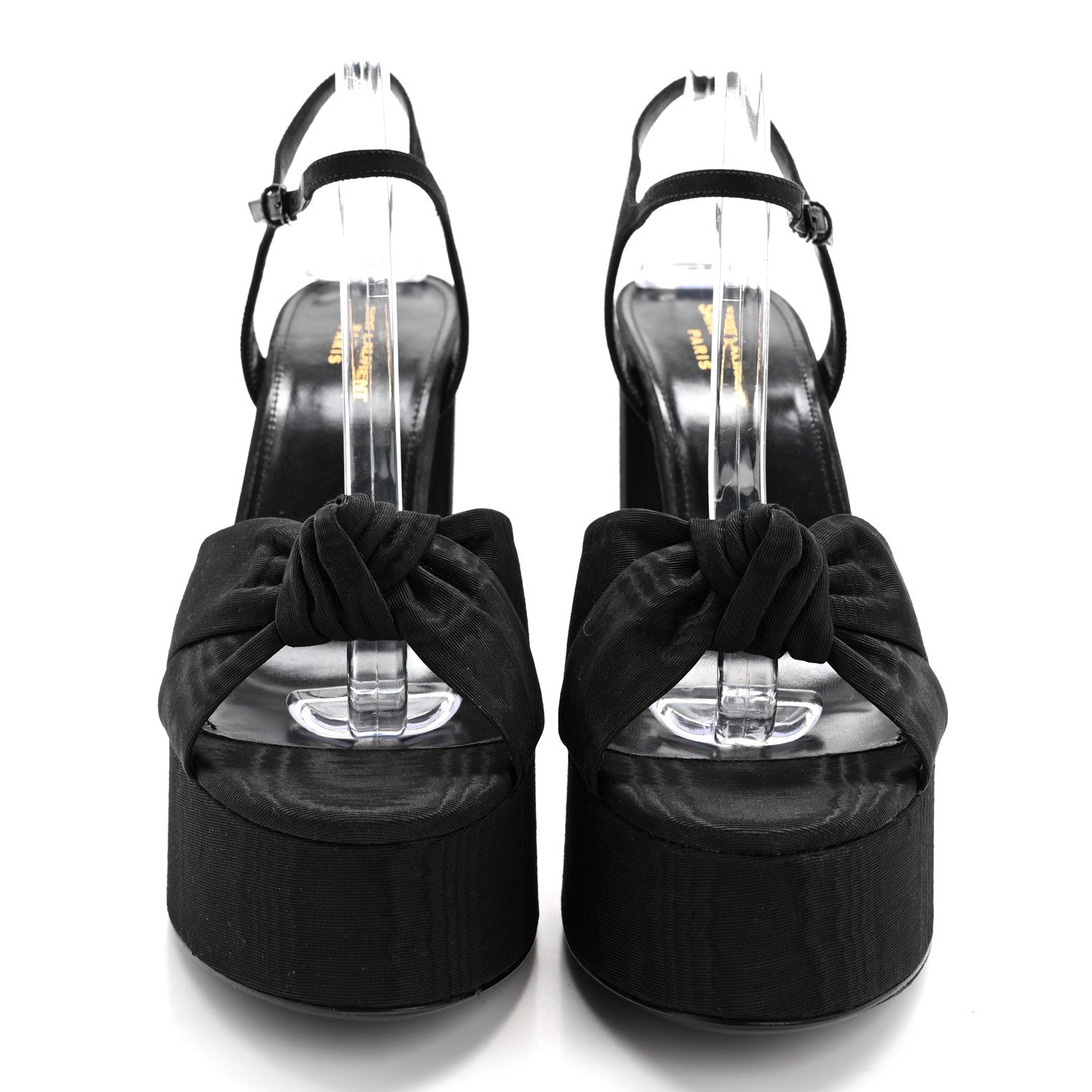 Saint Laurent Grosgrain Bianca 85 Platform Sandals 40 Black 2 of 9