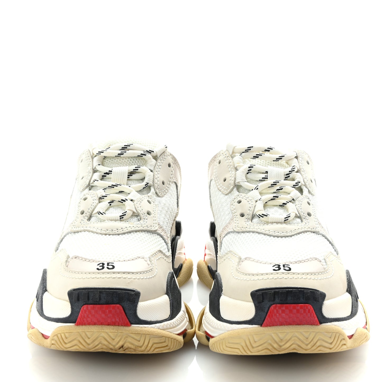 Fabric Mesh Womens Triple S Sneakers 35 White Red