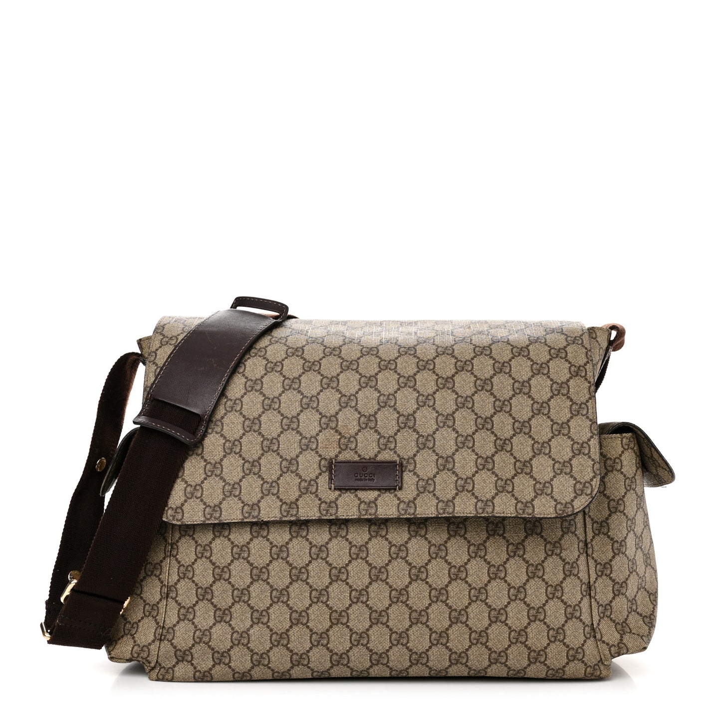 GG Plus Monogram Messenger Diaper Bag Dark Brown