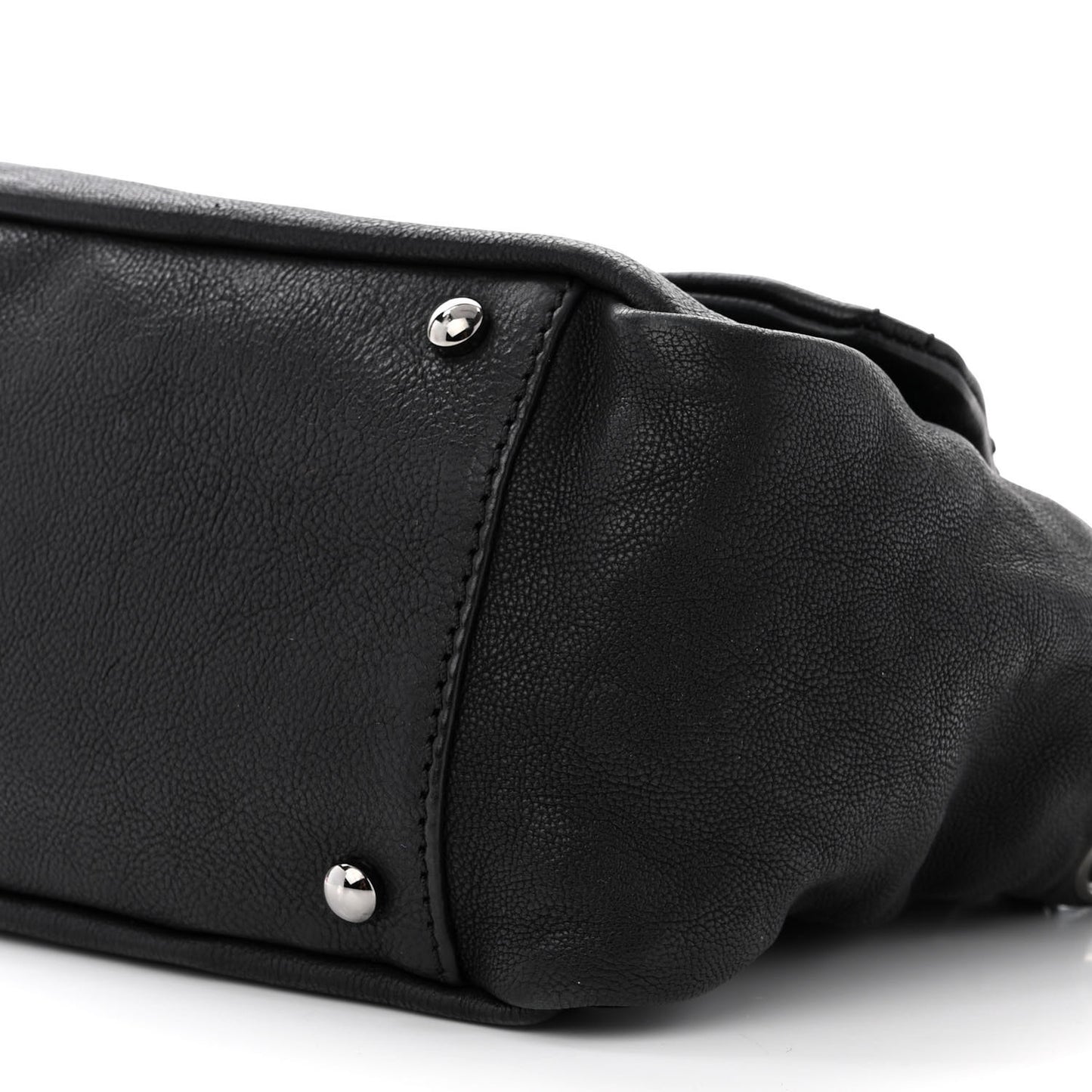 Calfskin Diamond Stitch Accordion Flap Black