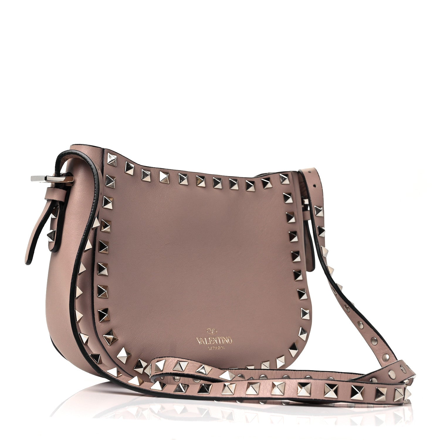 Valentino Garavani Vitello Rockstud Flip-Lock Satchel Poudre 2 of 7
