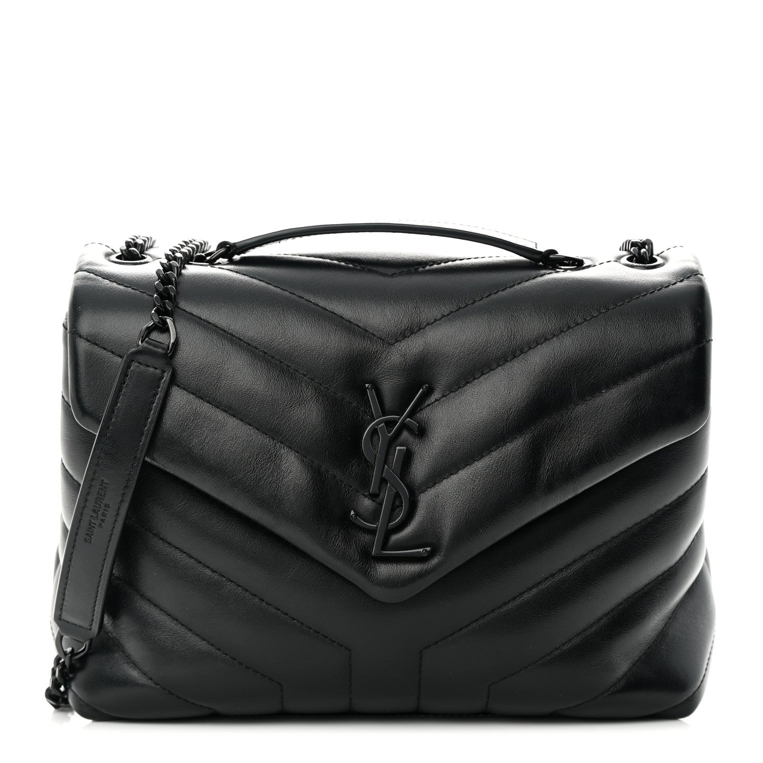 Saint Laurent Calfskin Y Quilted Monogram Monochrome Small Loulou Chain Satchel Black 1 of 15