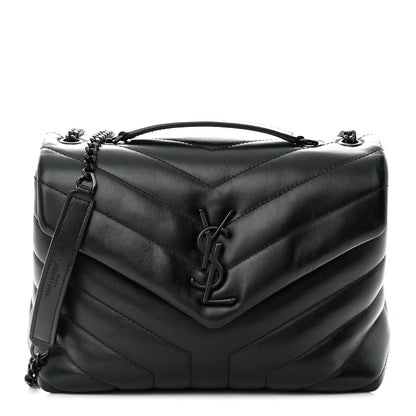 Saint Laurent Calfskin Y Quilted Monogram Monochrome Small Loulou Chain Satchel Black 1 of 15