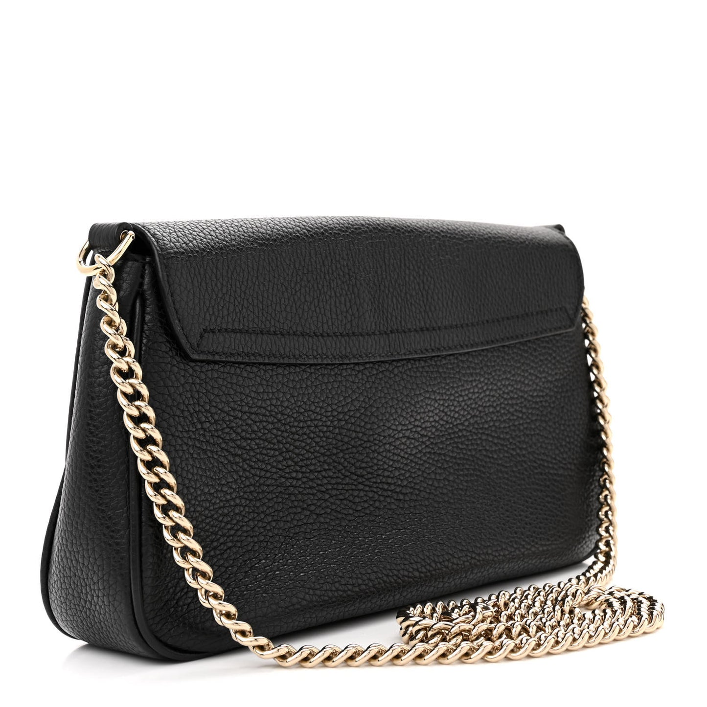Pebbled Calfskin Medium Soho Flap Crossbody Black