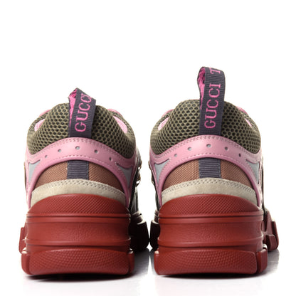 Gucci X SEGA Mesh Canvas Calfskin Womens Flashtrek Sneakers 36 Military Oatmeal Carmine Rose Ardesia 6 of 10