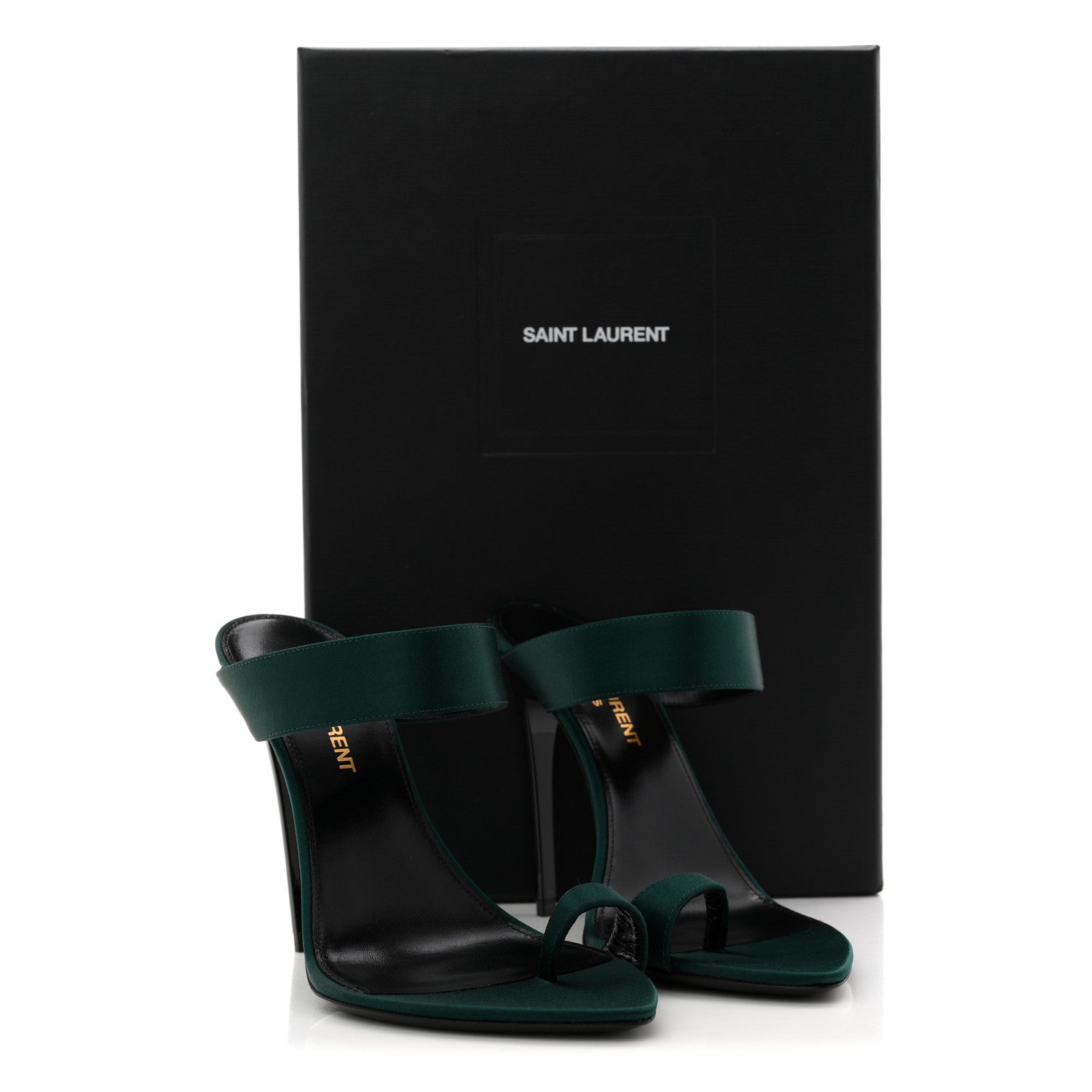 Saint Laurent Crepe Satin Martha Mule 110 Sandals 35.5 Dorian Green 10 of 10