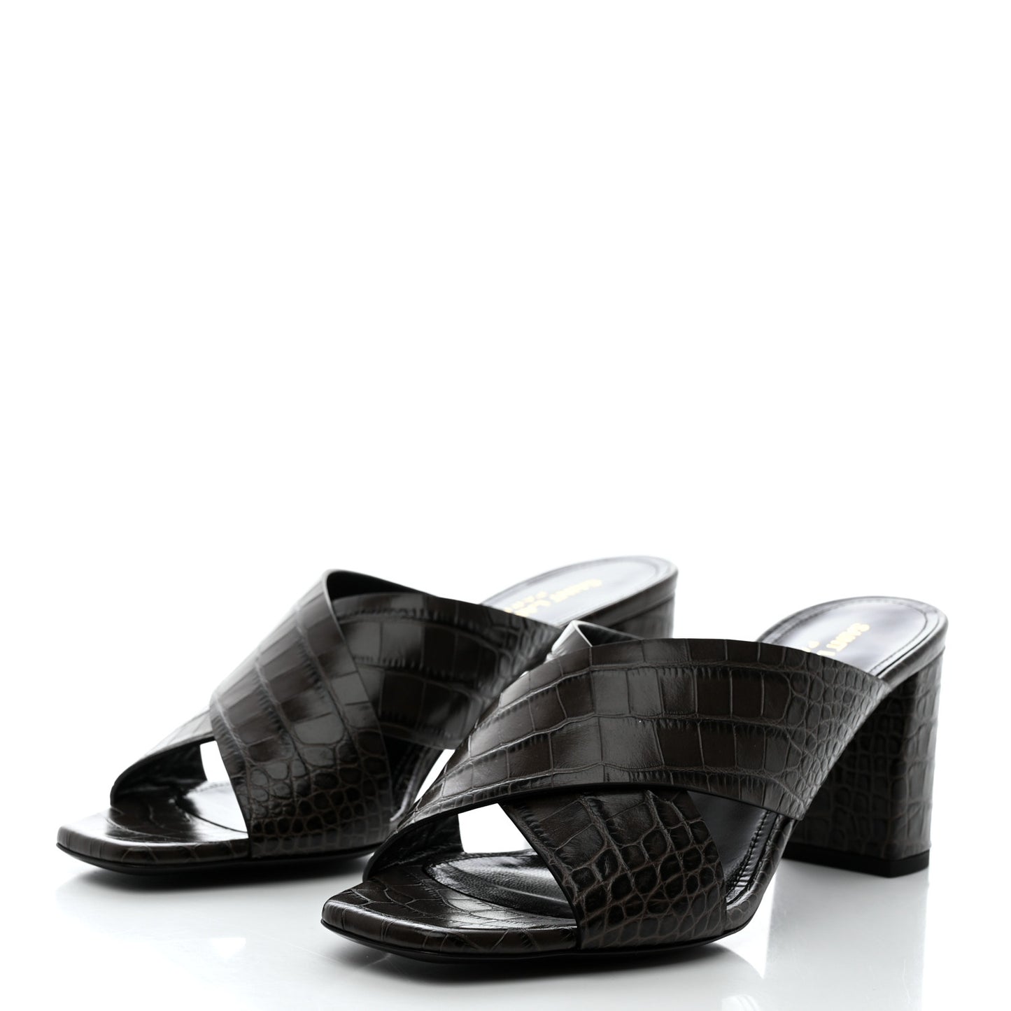 Crocodile Embossed Calfskin LouLou Mule Sandals 38 Ultra 38 Grey