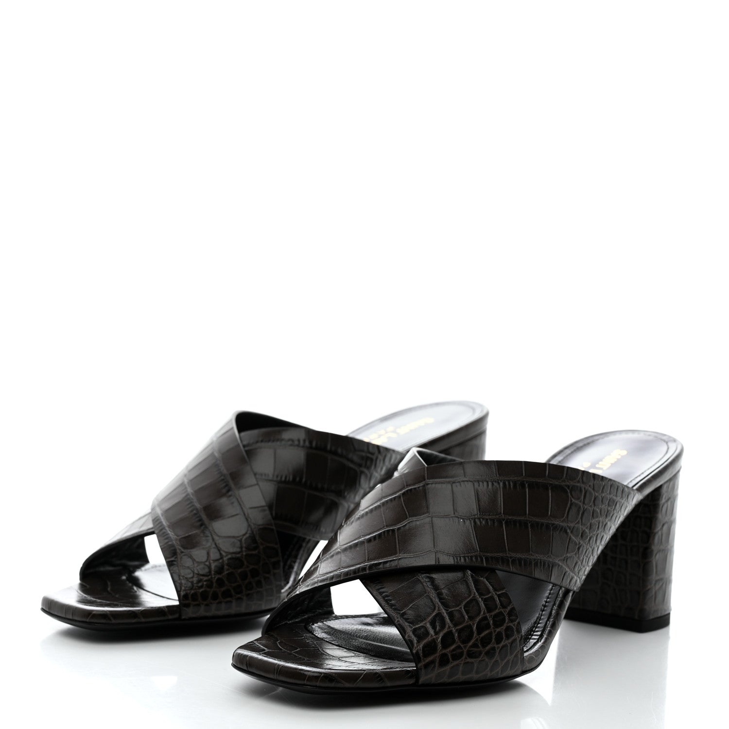 Saint Laurent Crocodile Embossed Calfskin LouLou Mule Sandals 38 Ultra 38 Grey 3 of 9
