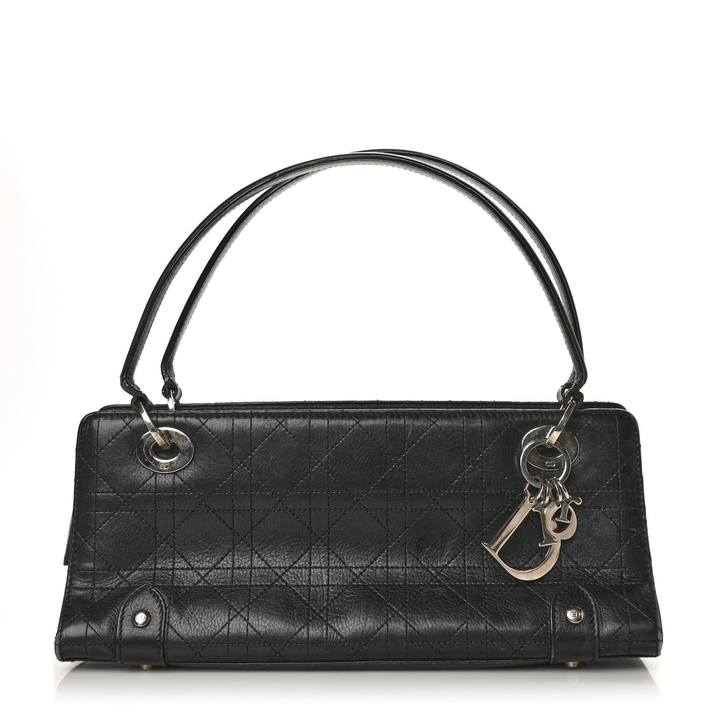 Calfskin Cannage Stitched Small Lady East West Lady Dior Black