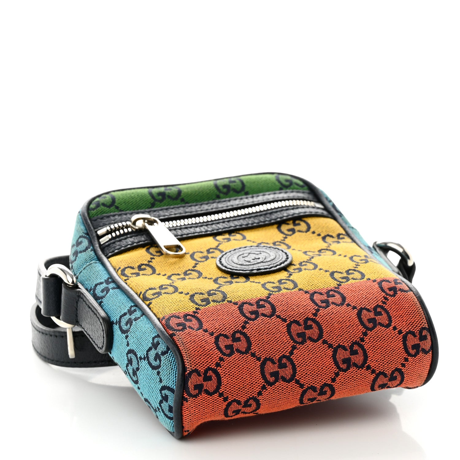 Gucci Monogram Multicolor Mini Retro Interlocking G Messenger Blue Rainbow Light Blue 4 of 12