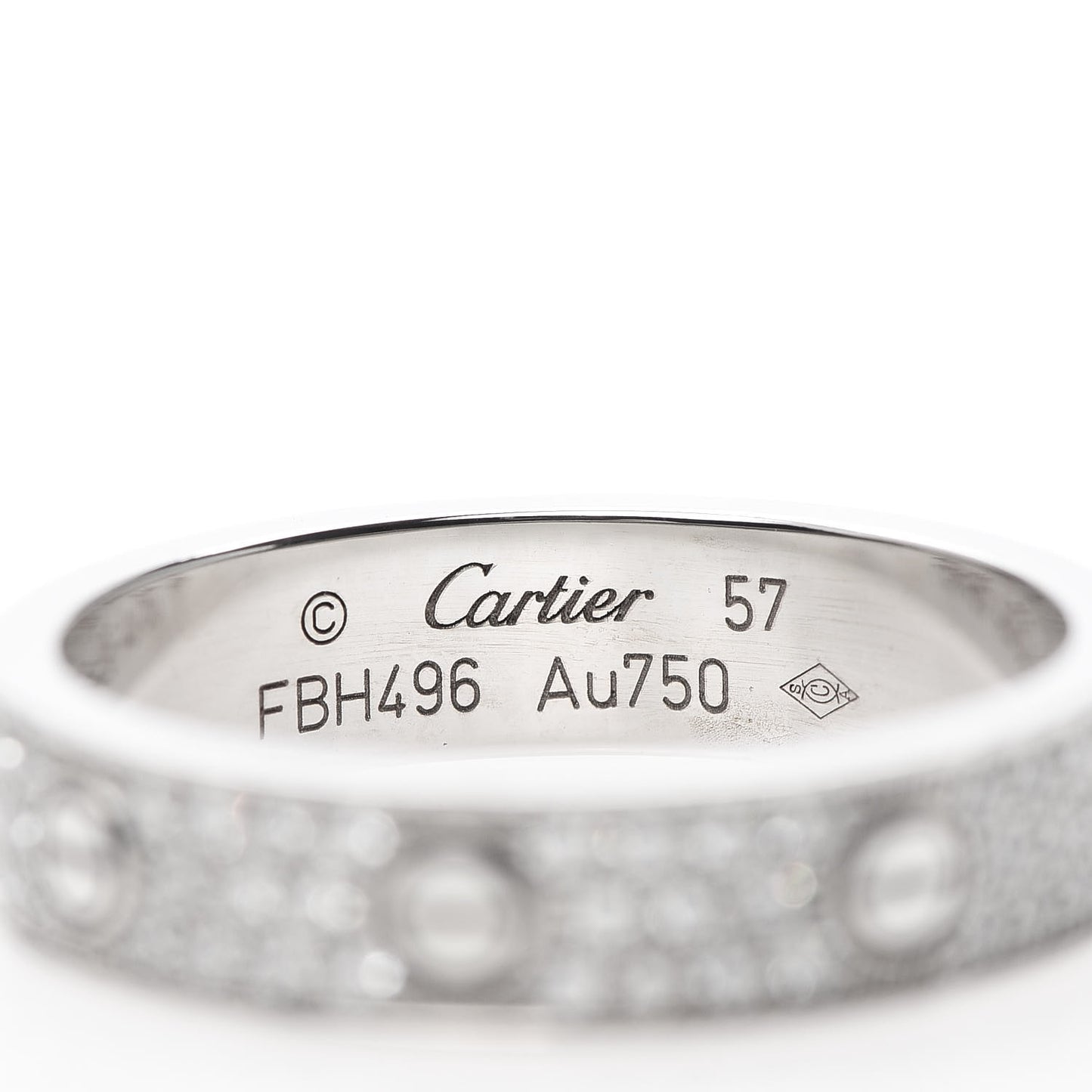 18K White Gold Diamond 4mm LOVE Wedding Paved Band Ring 57 8