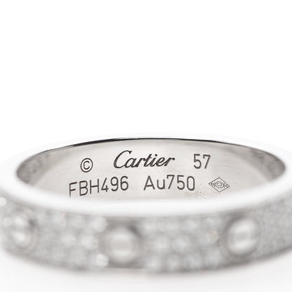 Cartier 18K White Gold Diamond 4mm LOVE Wedding Paved Band Ring 57 8 4 of 4