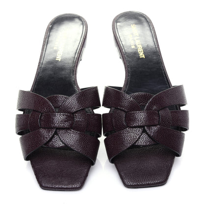 Saint Laurent Grain De Poudre Nu Pied 05 Slide Sandals 36 Burgundy 8 of 12