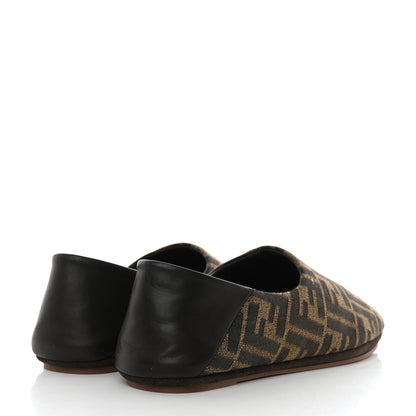 Fendi Fabric Jacquard Nappa FF Slippers 39 Tobacco Moro Black 4 of 8