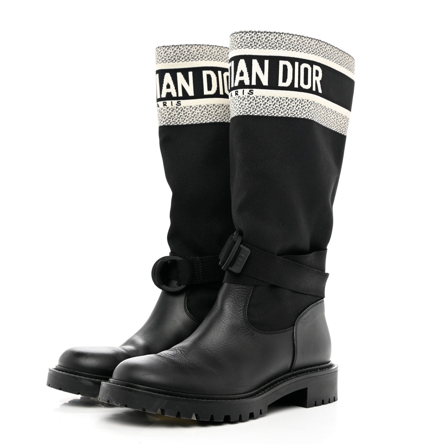 Christian Dior Technical Fabric Calfskin D-Major Boots 37 Black White 3 of 9