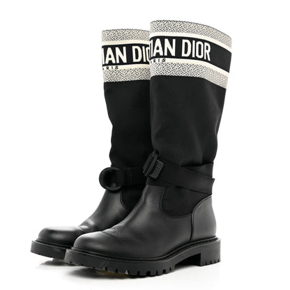 Christian Dior Technical Fabric Calfskin D-Major Boots 37 Black White 3 of 9