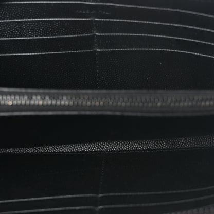 Saint Laurent Grain De Poudre Matelasse Chevron Monogram Monochrome Zip Around Wallet Black 5 of 10