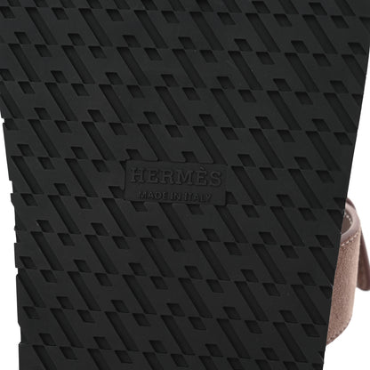 Hermes Suede Goatskin Womens Chypre Sandals 39 Rose Antique 7 of 10