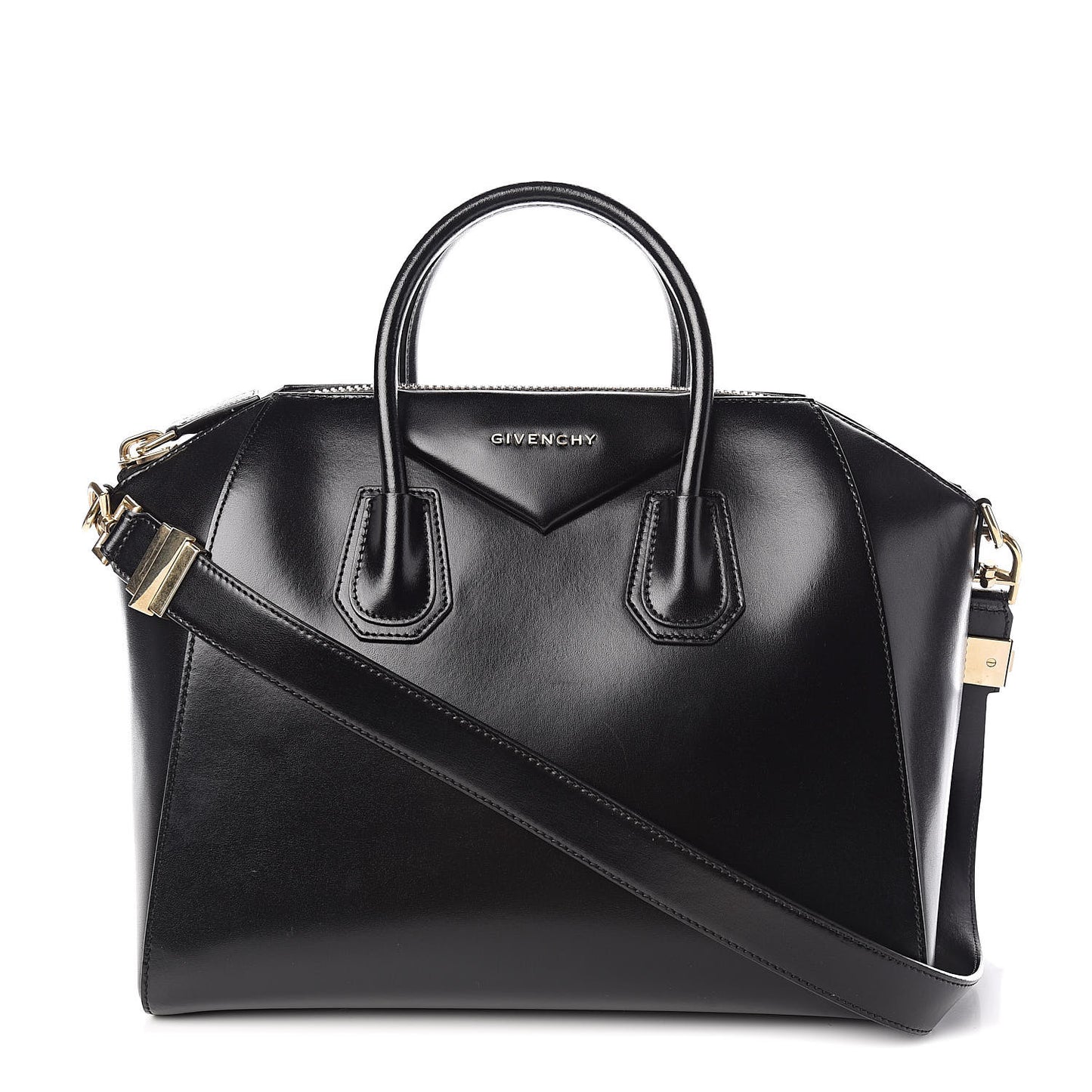 Shiny Lord Calfskin Medium Antigona Black