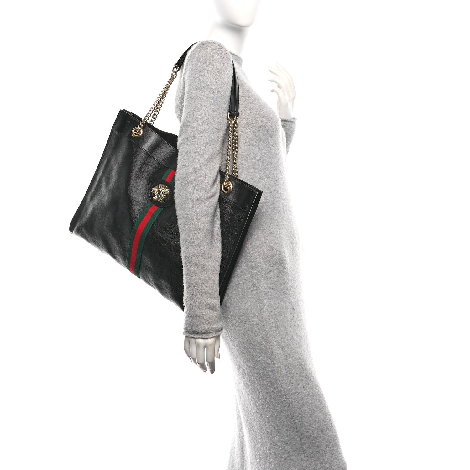 Gucci Calfskin Large Rajah Chain Tote Black 2 of 11