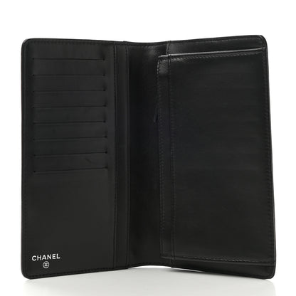 Chanel Lambskin Camellia Embossed Yen Wallet Black 5 of 10