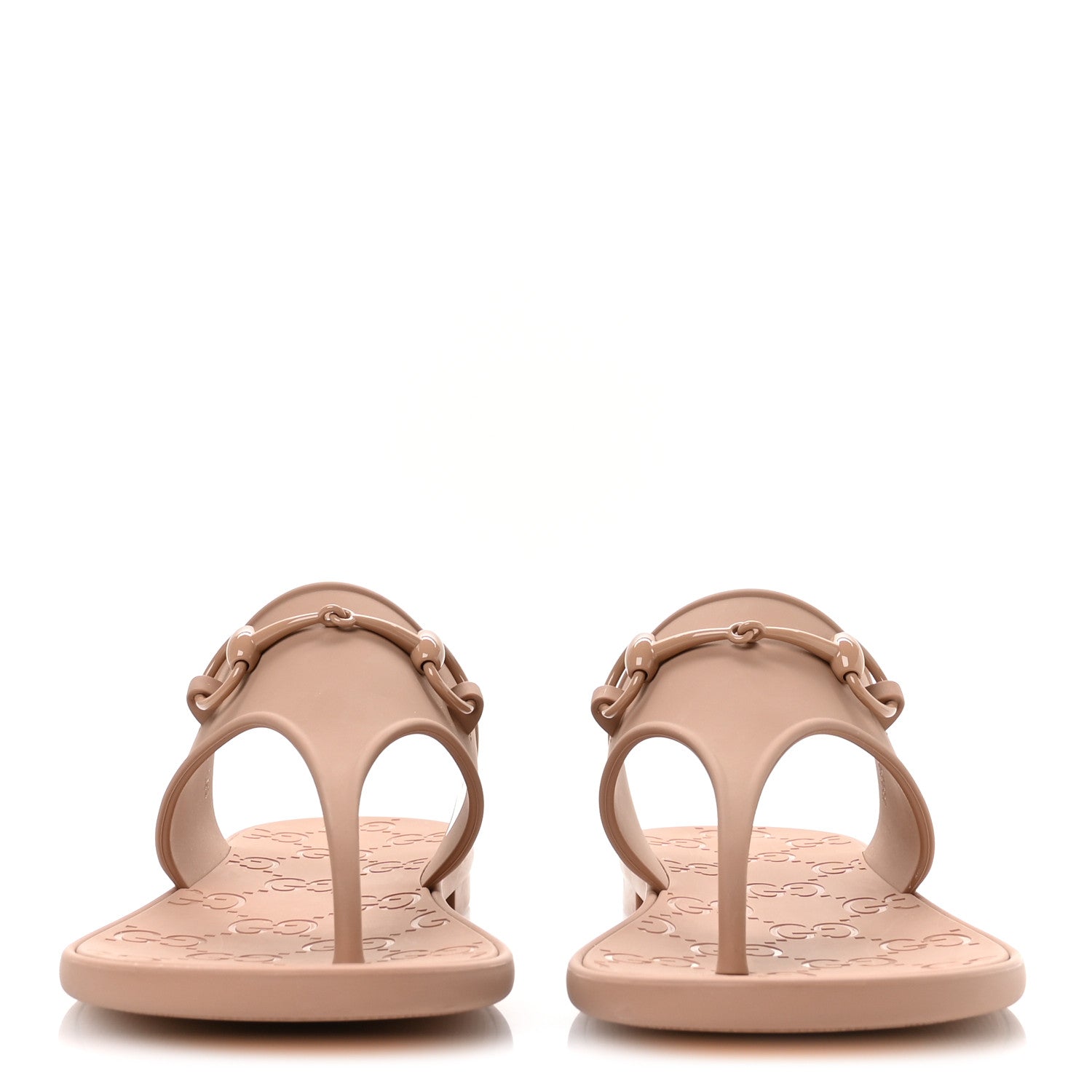 Gucci Rubber Womens Horsebit Thong Sandals 40 Vintage Camel 3 of 9