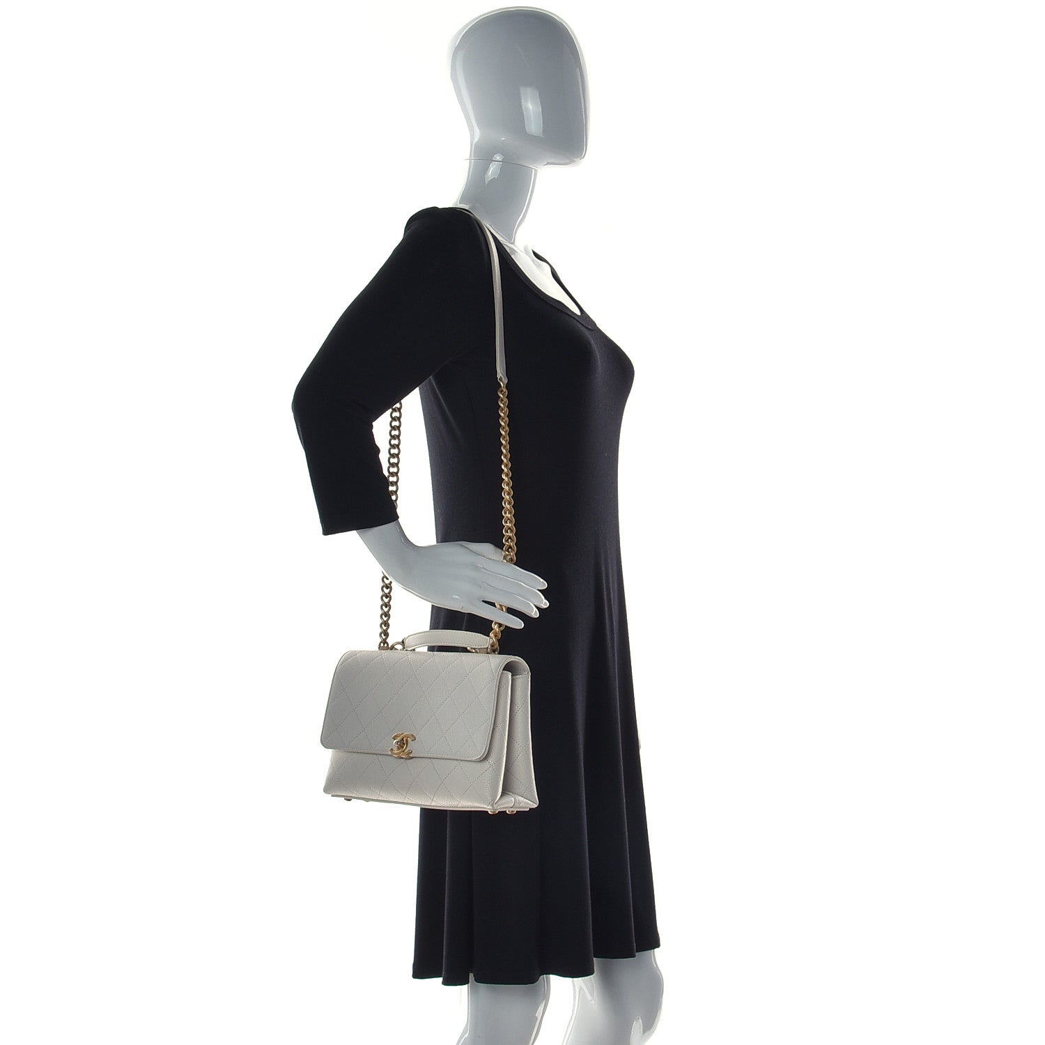 Chanel Grained Calfskin Small Stitched Flap White 2 of 18