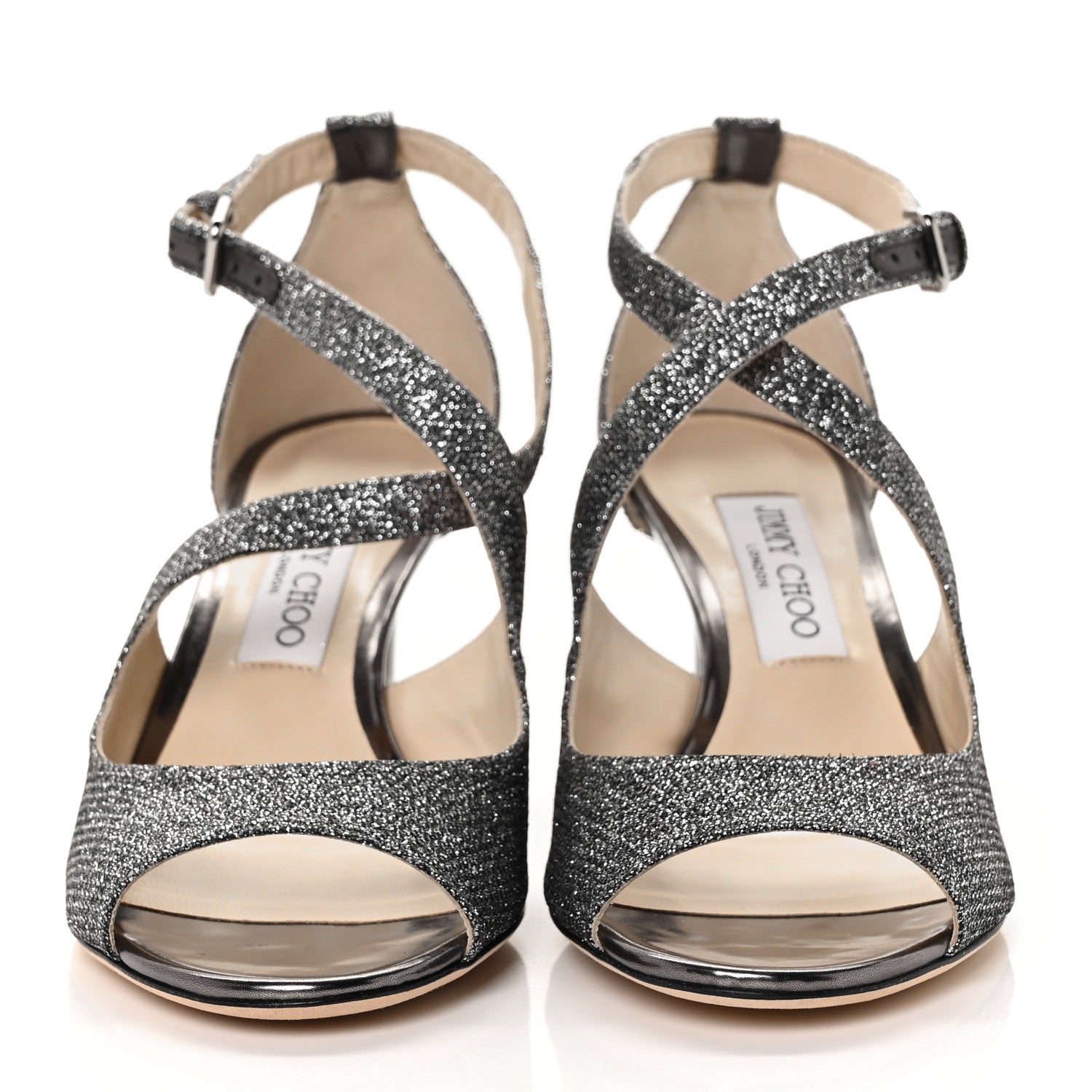 Jimmy Choo Dusty Glitter Emily 65 Sandals 38 Anthracite 2 of 8
