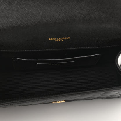 Saint Laurent Grain De Poudre Textured Mixed Matelasse Triquilt Small Monogram Satchel Black 5 of 10