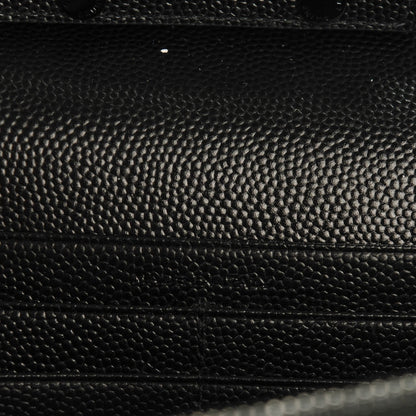 Saint Laurent Grain De Poudre Matelasse Chevron Medium Monogram Chain Wallet Black 7 of 7