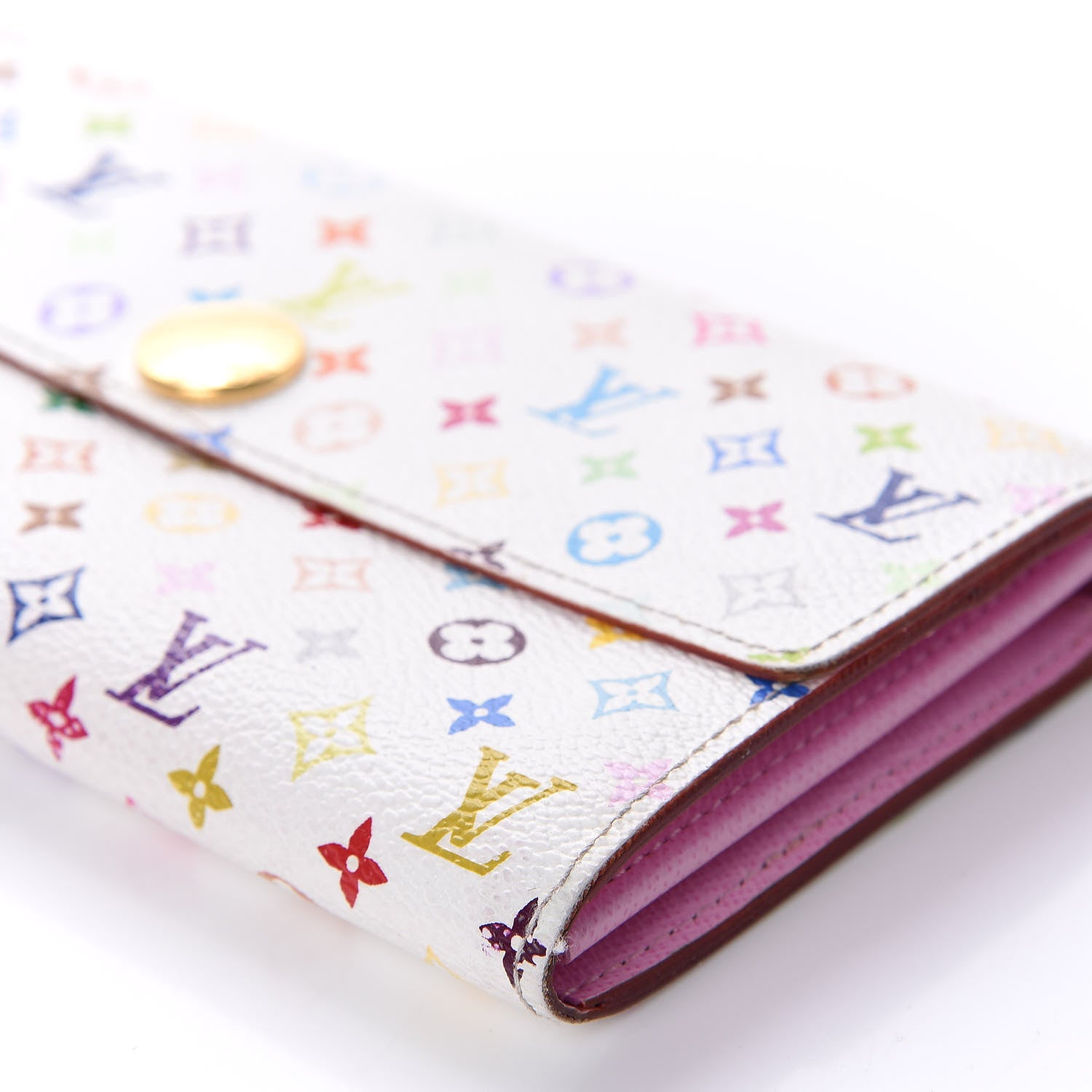 Louis Vuitton Monogram Multicolor Sarah Wallet White Litchi 7 of 9