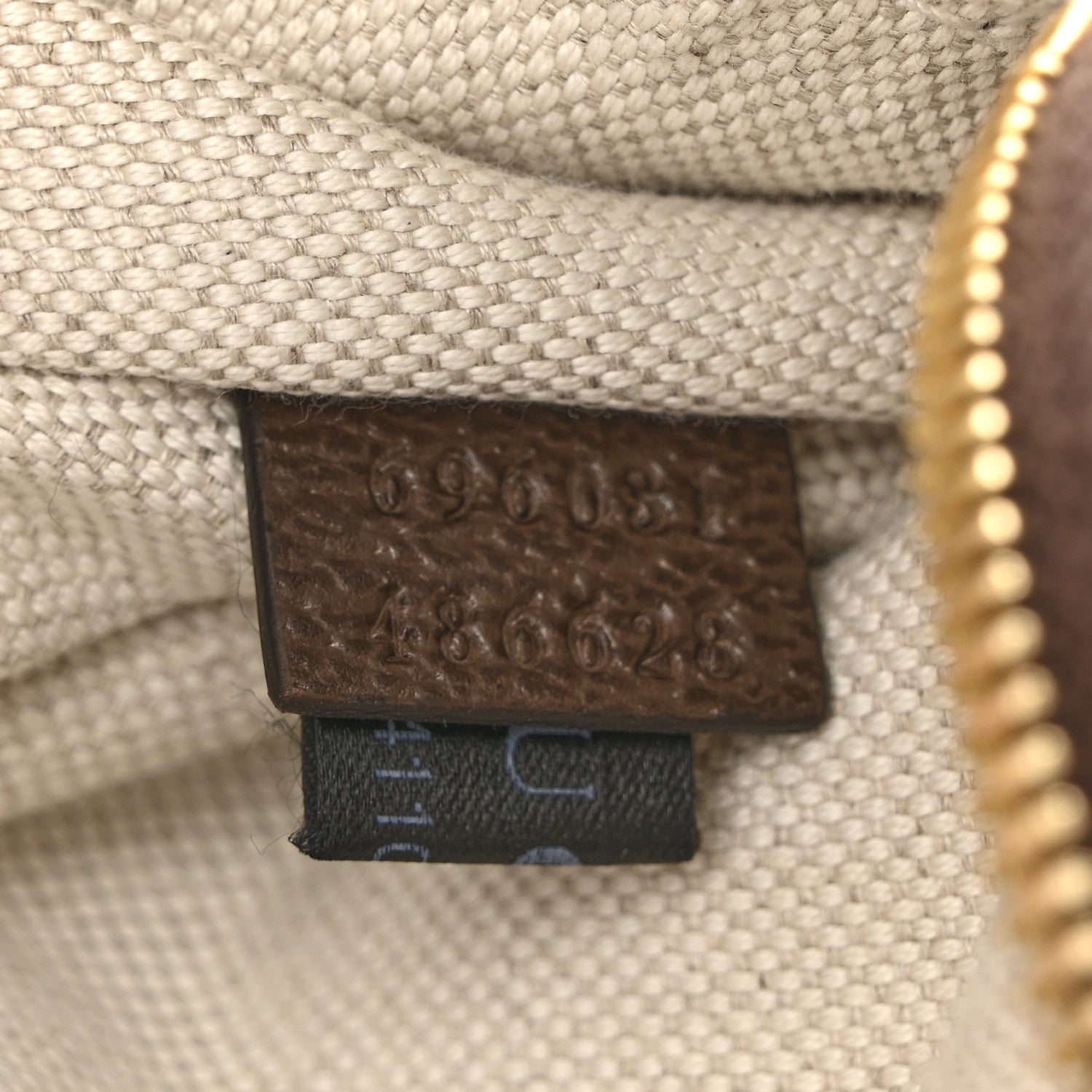 Gucci Monogram Jumbo GG Textured Dollar Calfskin Web Belt Bag Camel Ebony New Acero 7 of 15