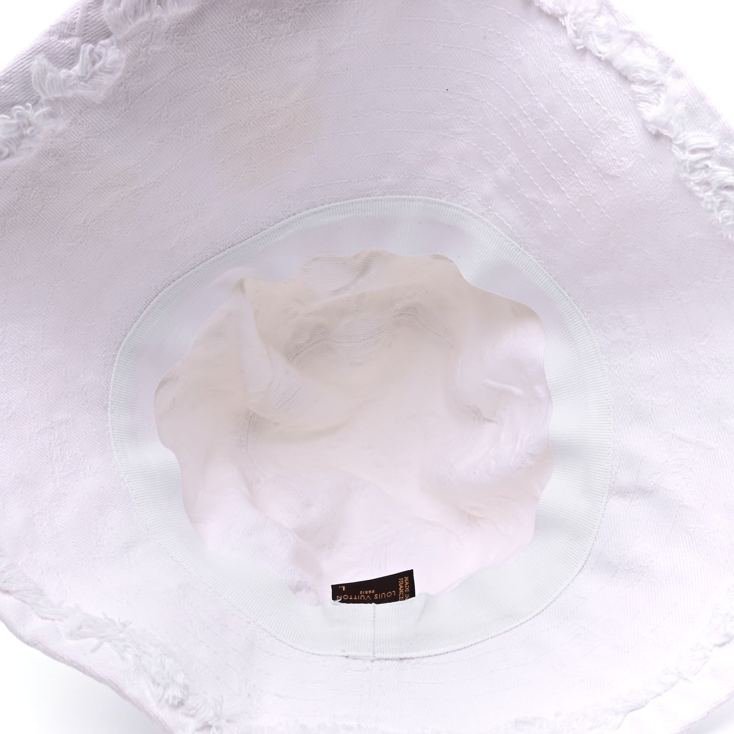 Louis Vuitton Monogram Denim Fringe Bucket Hat L White 3 of 4