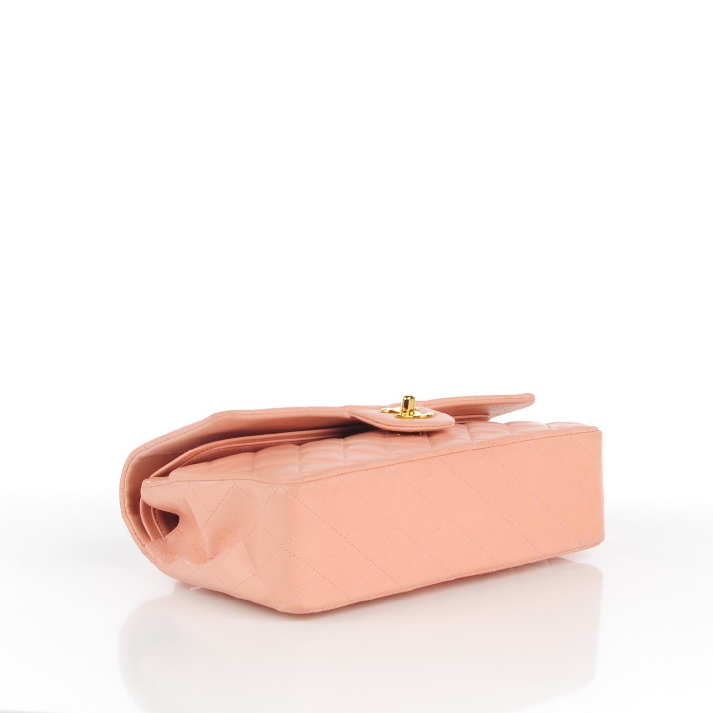 Lambskin Quilted Medium Double Flap Light Pink