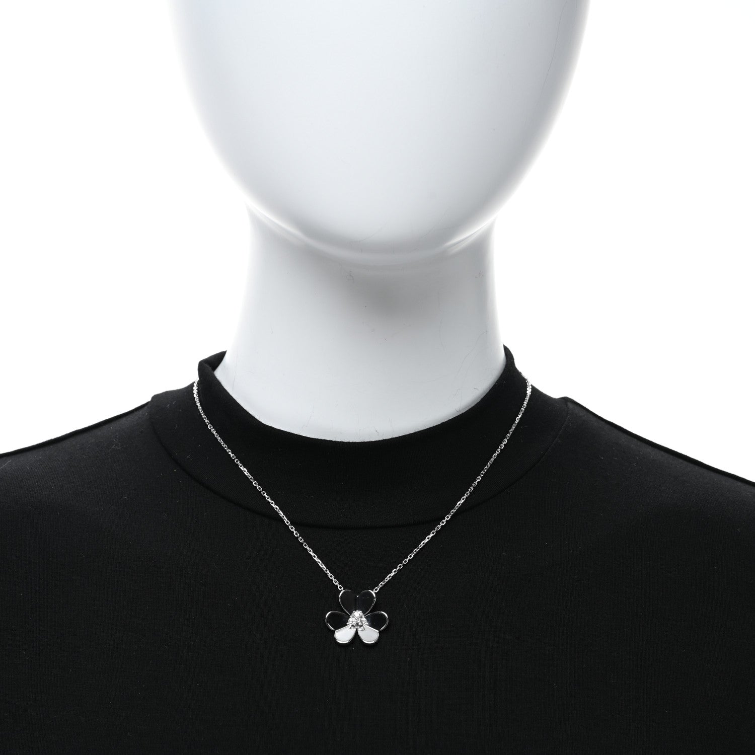 Van Cleef & Arpels 18K White Gold Diamond Large Frivole Pendant Necklace 2 of 5