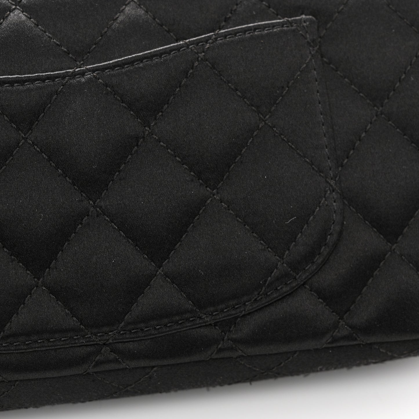 Satin Quilted Precious Jewel East West Flap Black