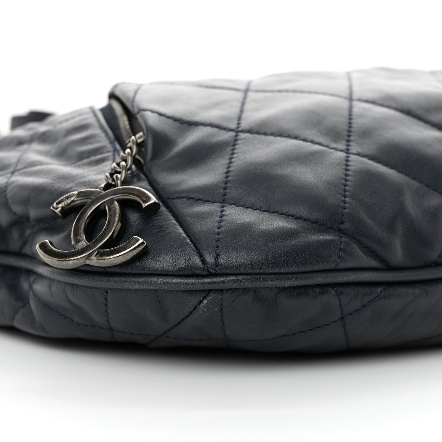 Chanel Calfskin Coco Pleats Hobo Dark Blue 9 of 13