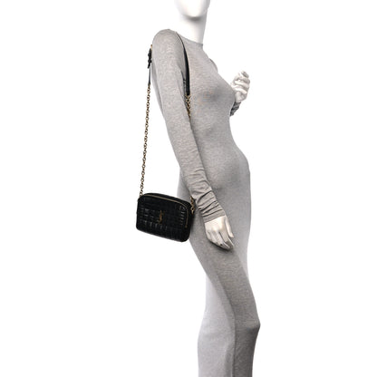 Saint Laurent Grain De Poudre Mixed Matelasse Triquilt Monogram Chain Wallet Dark Beige 2 of 11